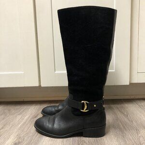 Lauren Ralph Lauren Women's Size 8 Micah Riding Boots Black Leather Suede